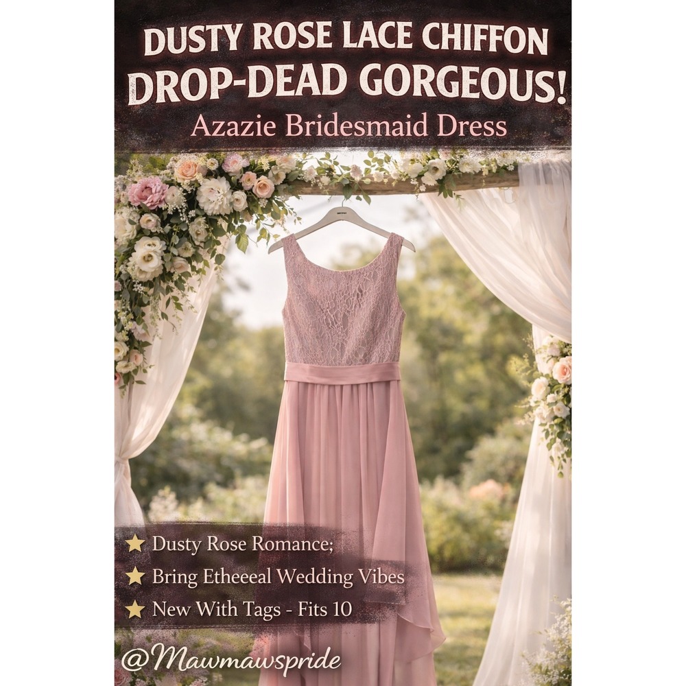 Azazie Dusty Rose Lace Chiffon Bridesmaid Dress A10 Blush‎ Pink Formal Wedding